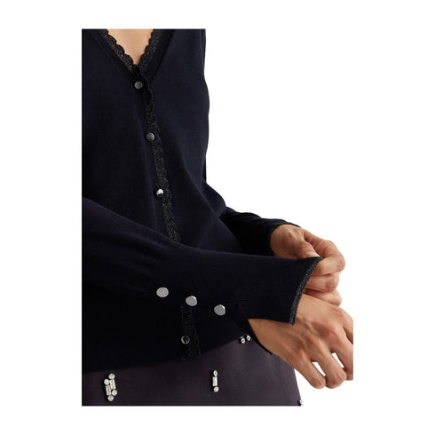 Liu Jo Cardigan Cardigan Donna a V inserti in lurex Nero - Francavilla Moda